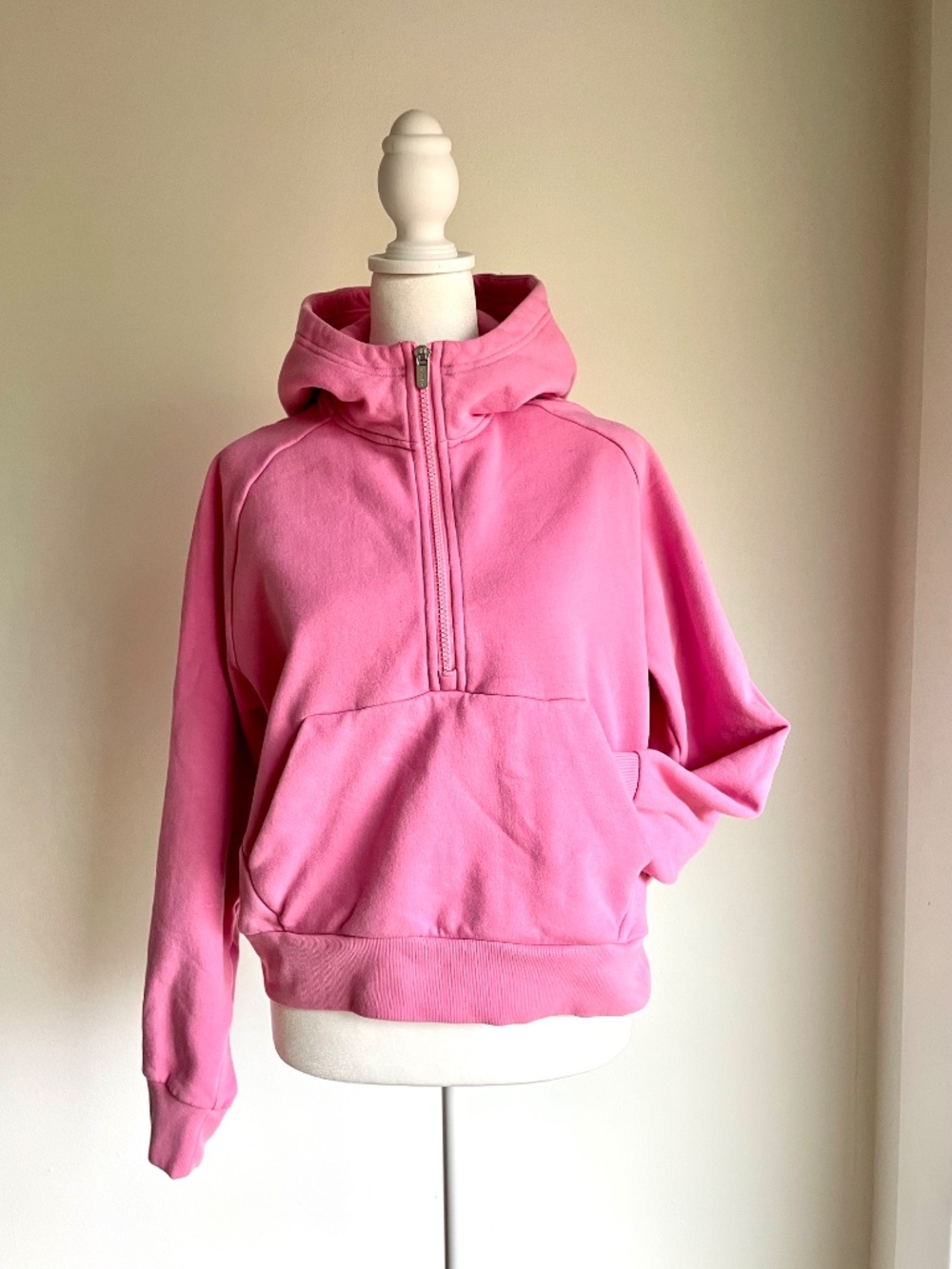 Athleta Forever Fleece 1/2 Zip Hoodie - Dahlia Pink Oversized Cropped - Size S